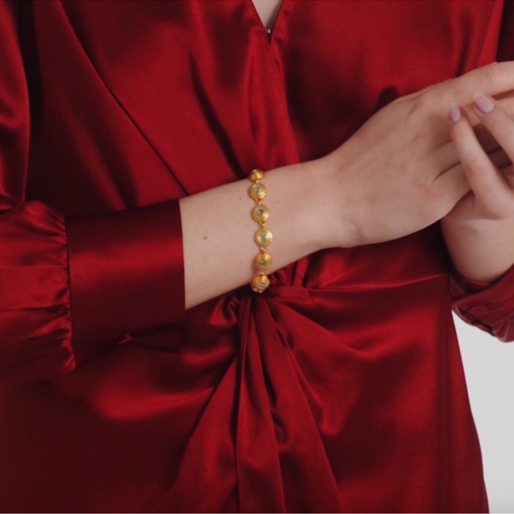 Julie Vos Gold and Clear Crystal Link Bracelet - Picture 2 of 6